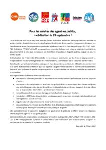 Pour les salaires des agent es publics, mobilisation le 29 septembre !