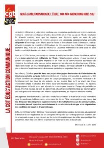 Non à la militarisation de l’École, non aux injonctions hors-sol !