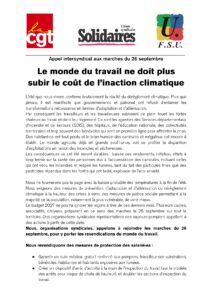 Appel intersyndical aux marches climat du 26 septembre