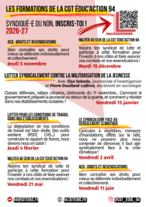 Les formations de la CGT éduc&rsquo;action 94 – 2026-27