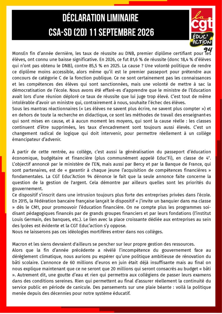 CSA-SD du 11 septembre 2026