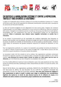 EN SOUTIEN À LA MOBILISATION LYCÉENNE ET CONTRE LA RÉPRESSION, TOUTES ET TOUS EN GRÈVE LE 6 OCTOBRE !