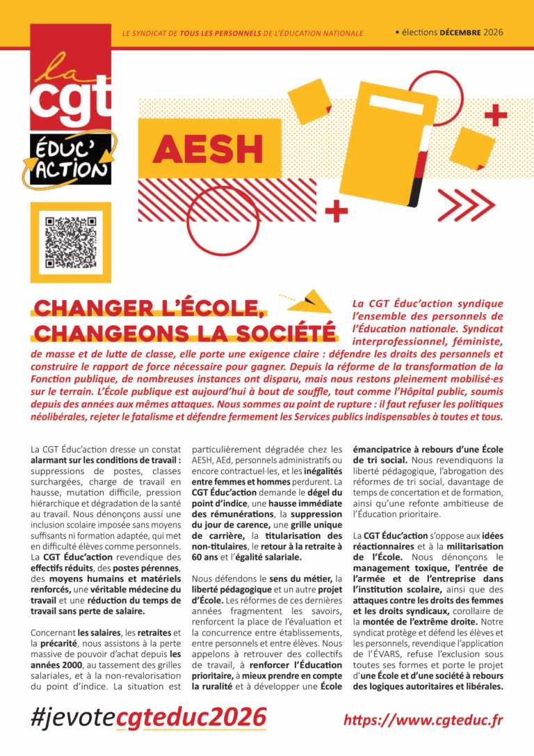 AESH : vote et fais voter pour la CGT éduc&rsquo;action !