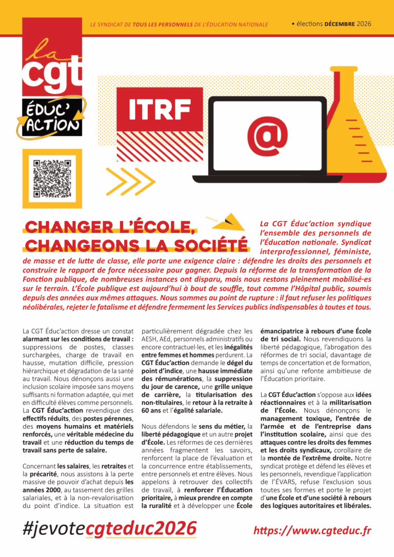 ITRF : vote et fais voter pour la CGT éduc&rsquo;action !