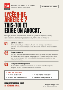 Lycéen-ne arrêté, tais-toi et exige un avocat.